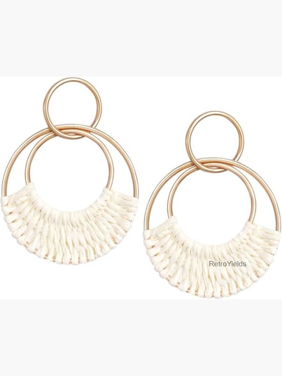 Jewelry - Handmade Raffia Hoop Drop Dangle Earrings Boho Summer Beach Jewelry Women